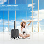 56x45x25cm Large Cabin Carry On Case - Overhead Luggage Suitcase - 4 Spinner Wheels - Abs Hard Shell Cabin Bag | Cabin | Black