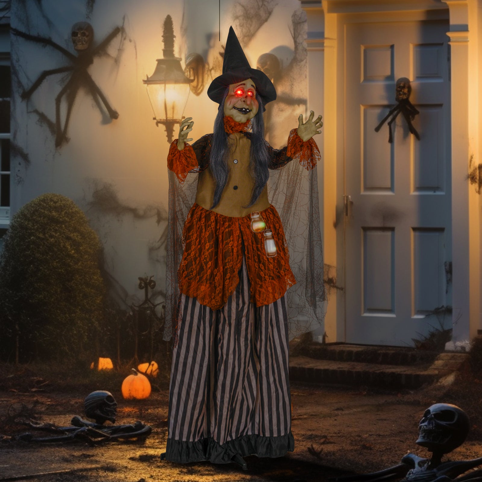 Outdoor Halloween Animatronic With Sound Activated, Light Up Eyes