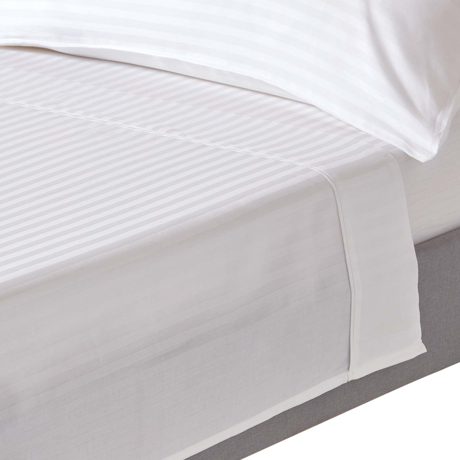 Egyptian Cotton Satin Stripe Flat Sheet 330 Tc | King | White