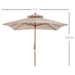 3x3m Folding Bamboo Parasol With 2 Pulley