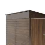 4.6 X 9ft Outdoor Metal Storage Shed With 3d Brown Wood Grain Finish,garden Tool Storage House, Double Doors, 2 Vents & 4 Hooks