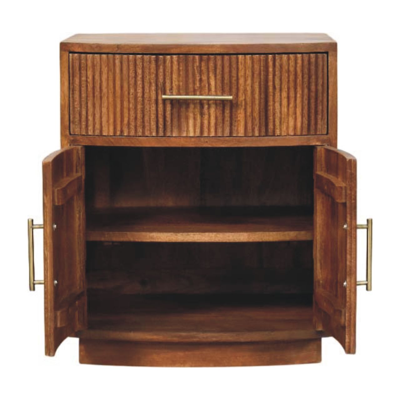 Artisan Furniture Solid Wood,  Curved Ribbed Bedside With Drawer