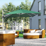 3x3m Cantilever Roma Parasol W/ 360° Crank Handle Tilt | Green