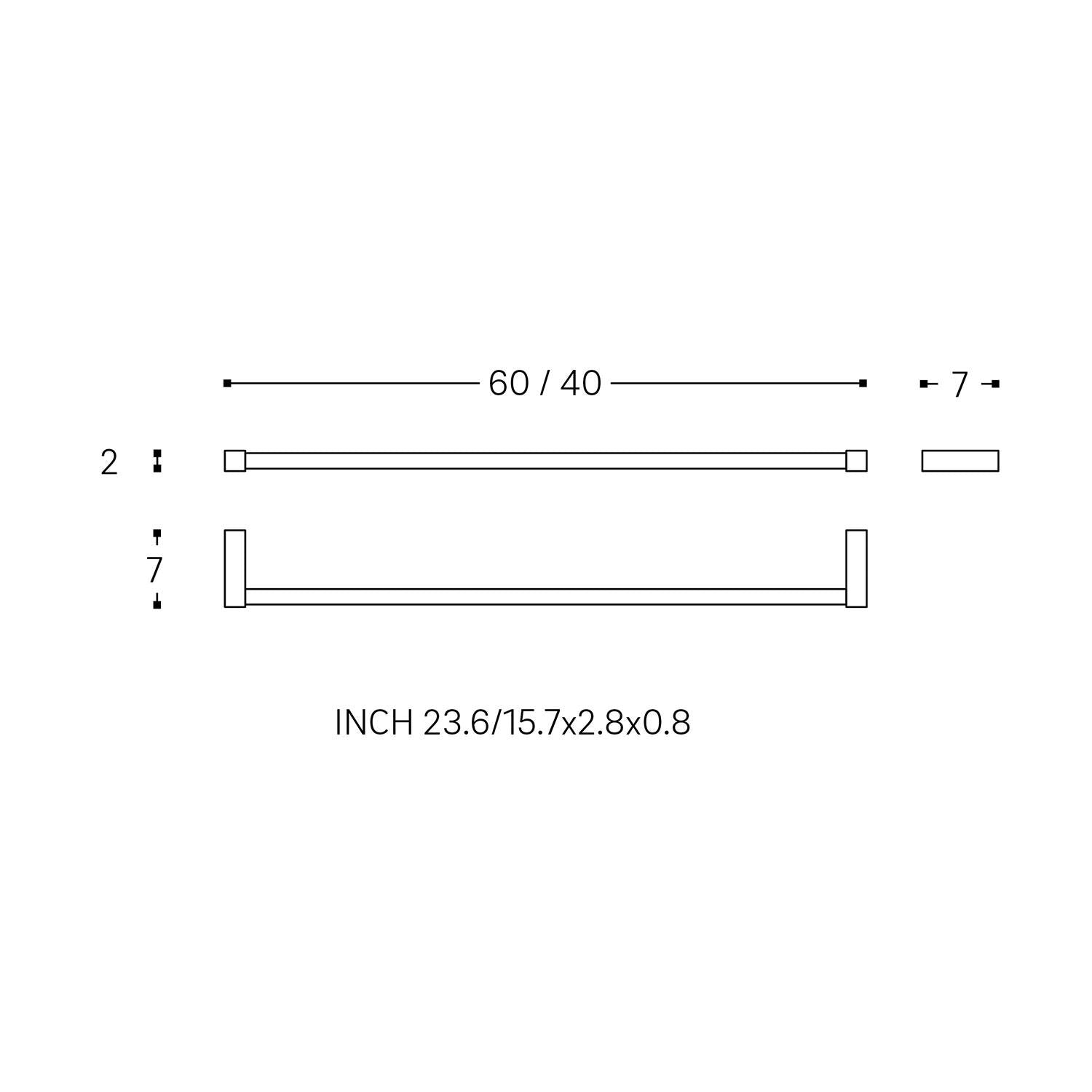 Towel Rail, Black Matt, Wall-mounted, 60 Cm. Collection Metric