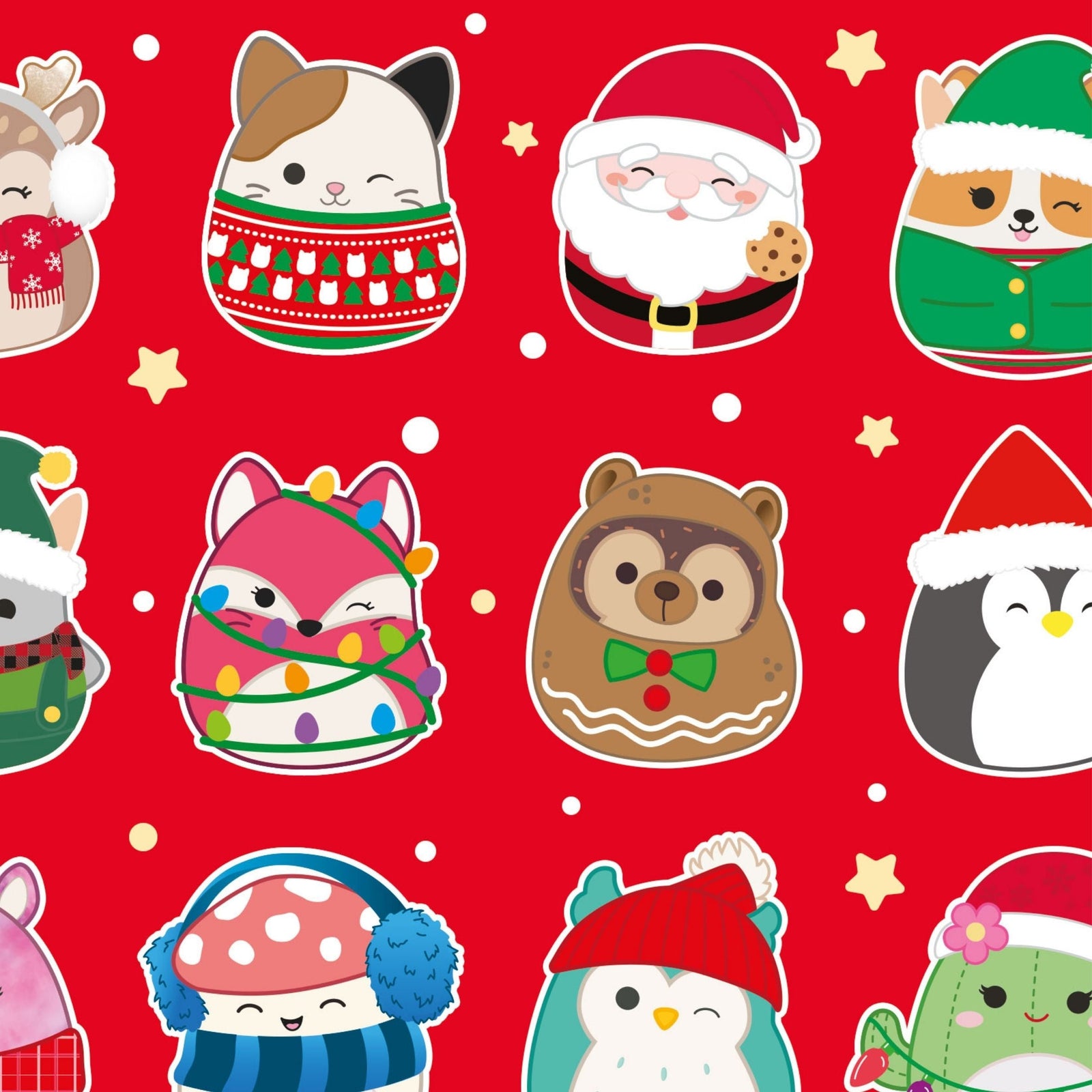 Squishmallows Christmas Gift Wrap, 2 Sheet 2 Tag, Official Product