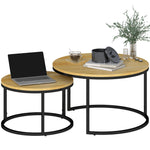 2 Pcs Stacking Coffee Table Set With Steel Frame | Natural