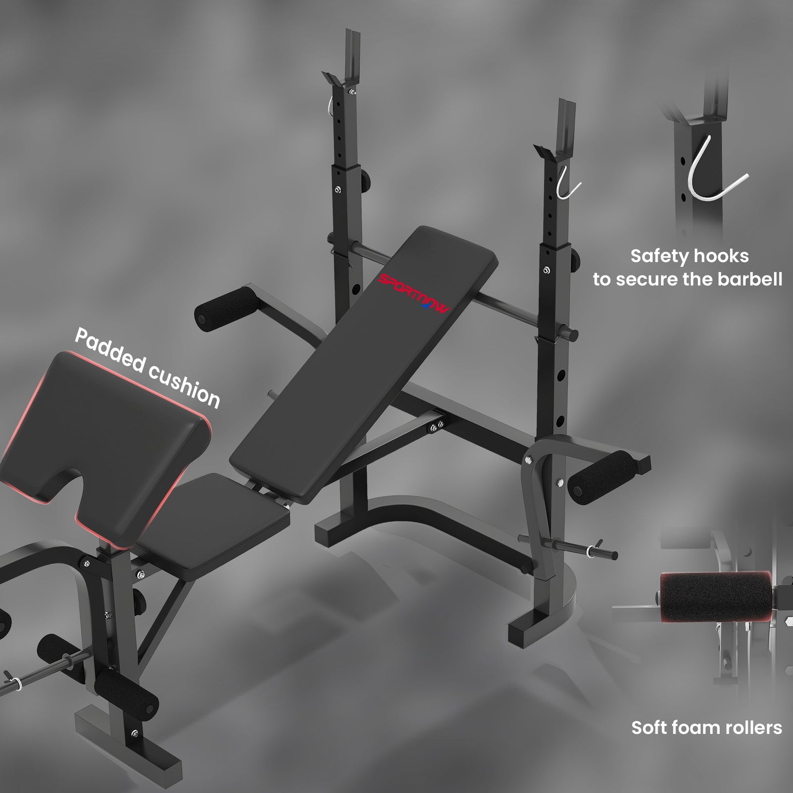 Multi-exercise Incline Or Flat Weight Bench W/ Bench Rack