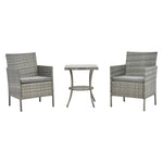 3-piece Pe Rattan Garden Furniture Set, Outdoor Patio Table And Chairs Set | Grey