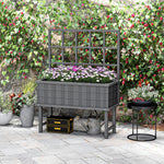 Raised Garden Bed With Trellis & Drain Holes | Gray