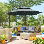 3m Cantilever Banana Parasol W/ Led Solar Lights | Black