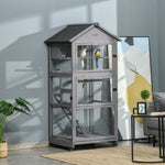 Bird Cage Wooden Aviary For Canary Cockatiel Parrot W/ Wheels Tray