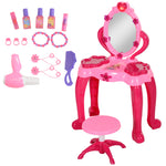 Kids Dressing Table W/ Mirror Stool, Light, 15 Accessories