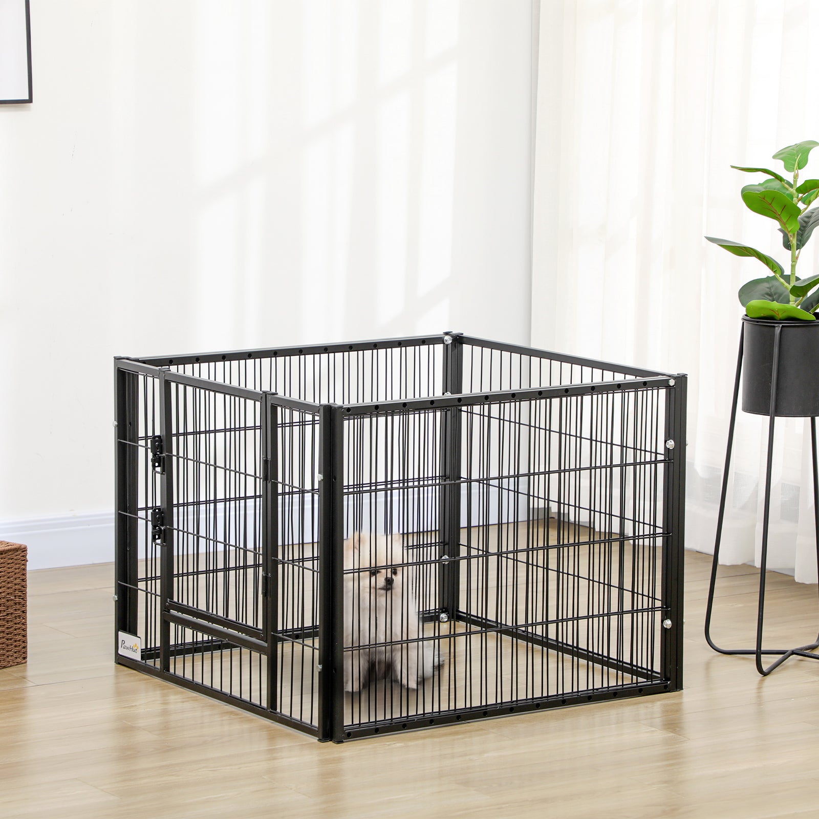 Heavy Duty 6 Panel Pet Playpen For Small, Medium Dogs | Black