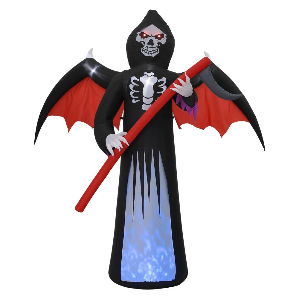 8ft Halloween Inflatable Grim Reaper With Built-in Led Lights