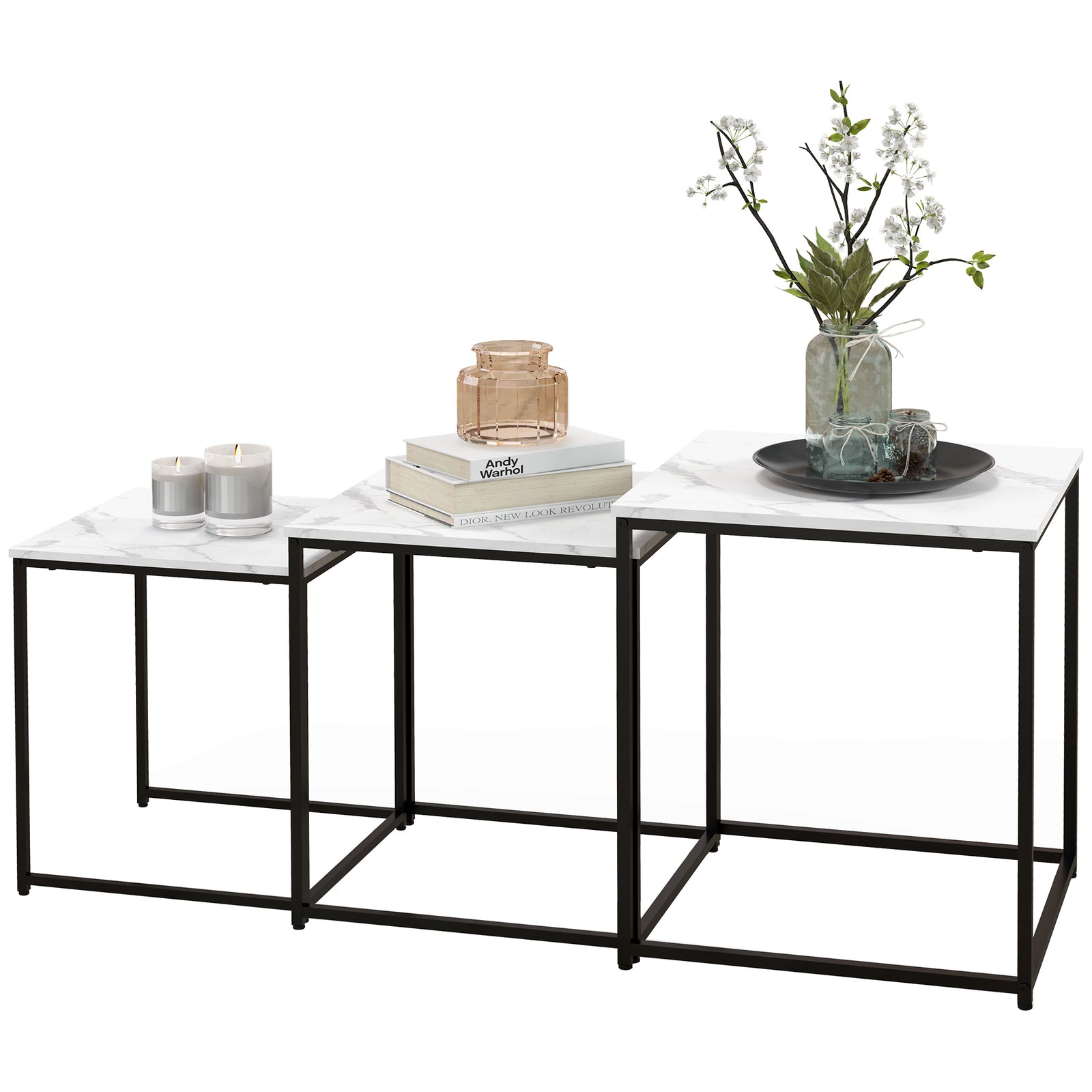 Nesting Coffee Tables, Set Of 3, White
