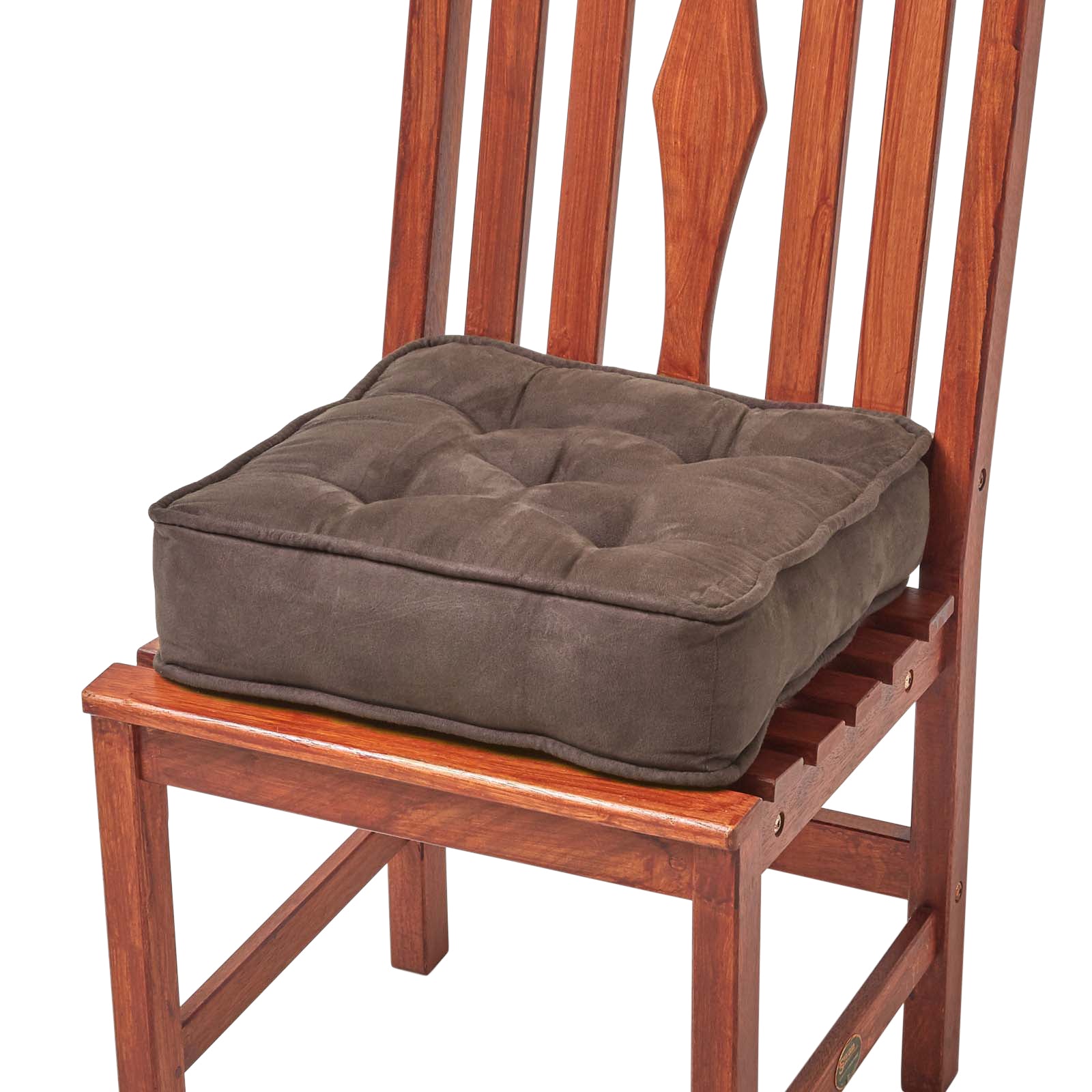 Faux Suede Dining Chair Booster Cushion | 40cm x 40cm | Chocolate
