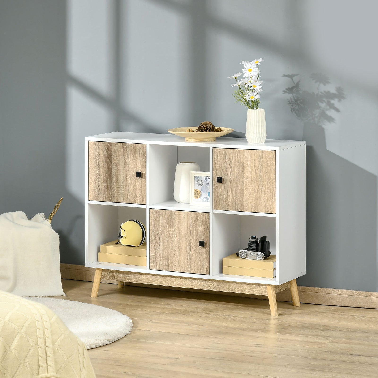 Bookcase Display Cabinet With 6 Storage Cubes Living Room | One Size | Natura