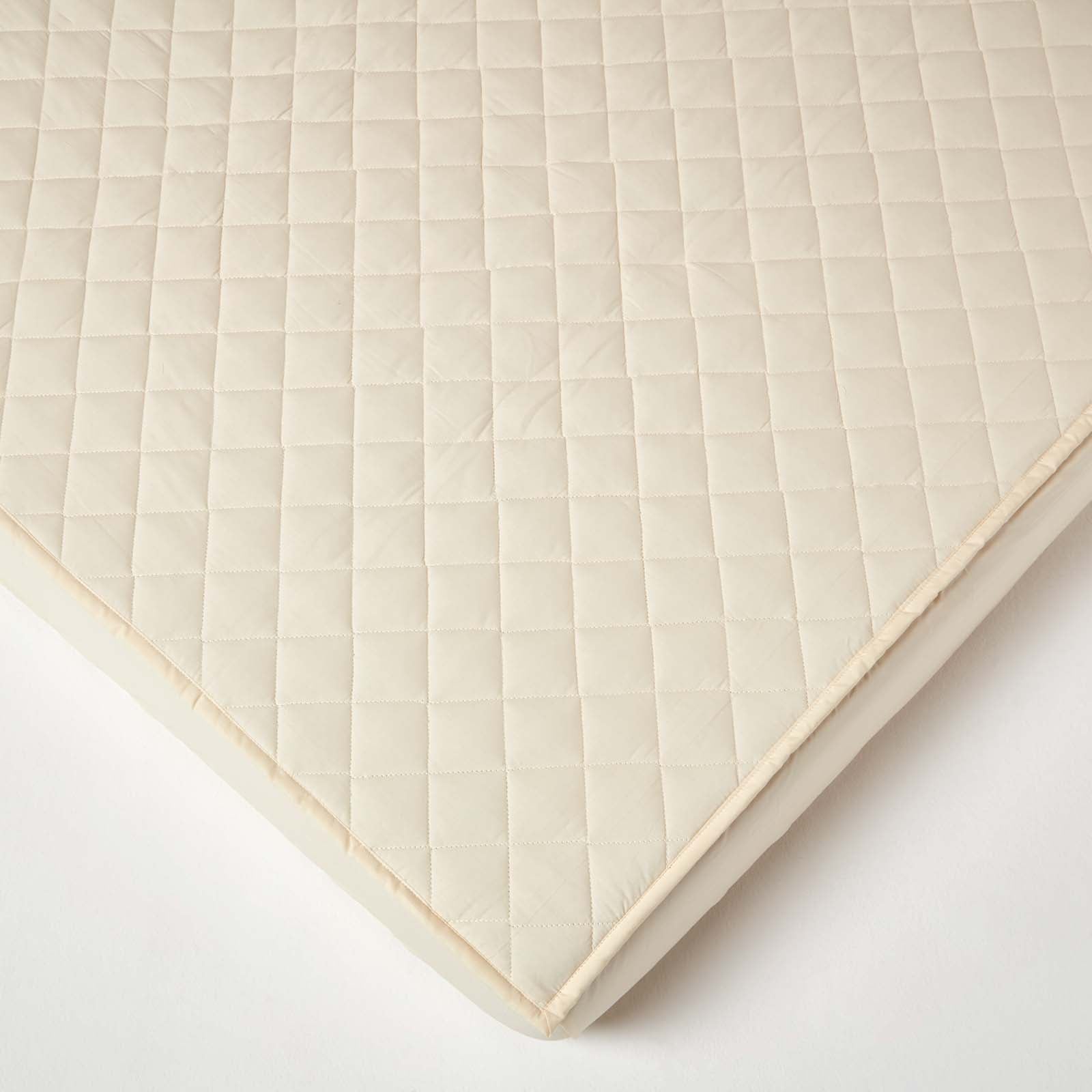 Organic 300 Tc Luxury Quilted Deep Fitted Mattress Protector | Double | Beige