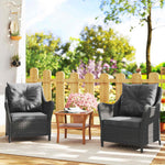 2 Pieces Rattan Garden Chairs, Cushioned Rattan Chairs | Dark Grey