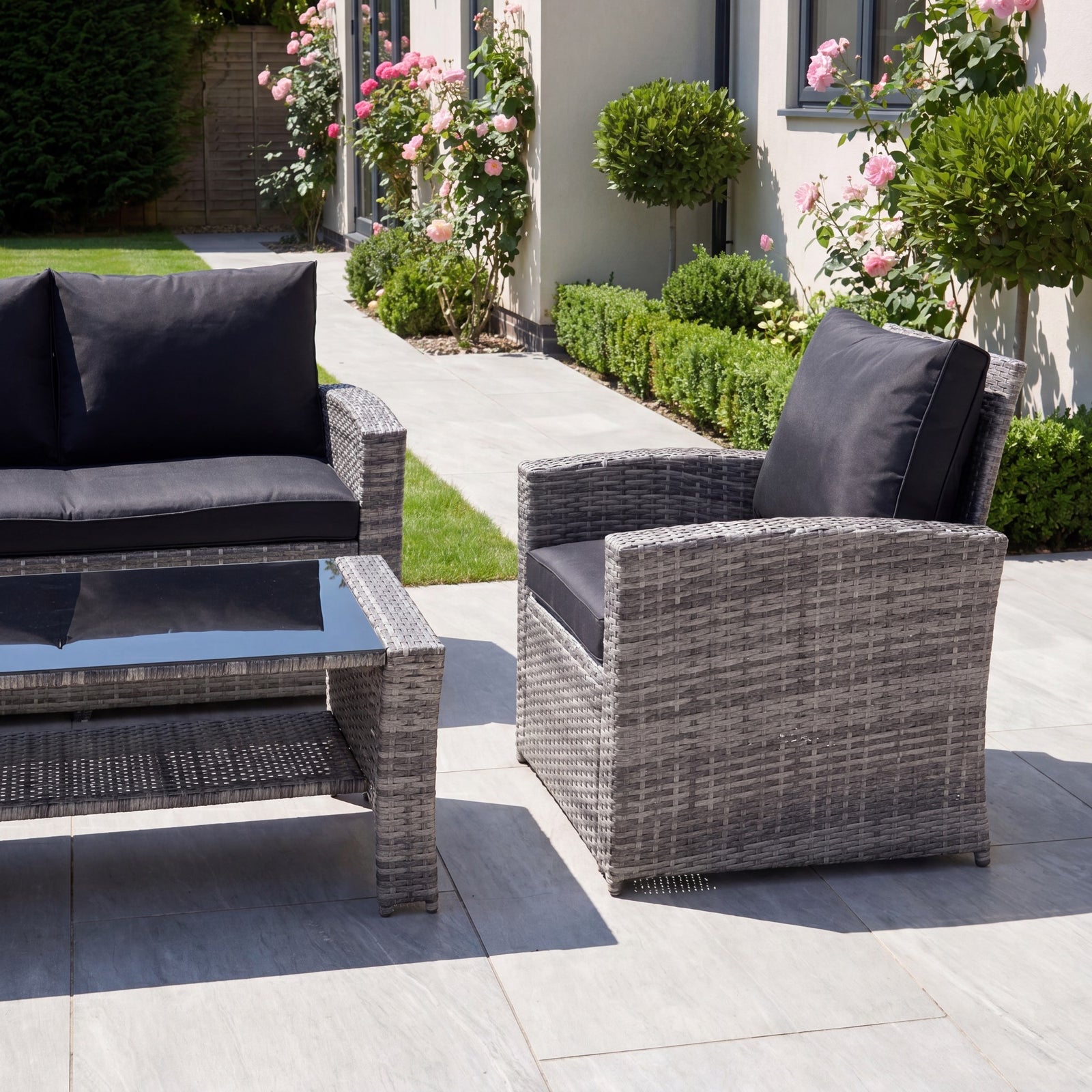 Pallini 4 Piece Rattan Patio Set | Grey