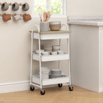 Rolling Utility Cart With Mesh Baskets For Kitchen | White