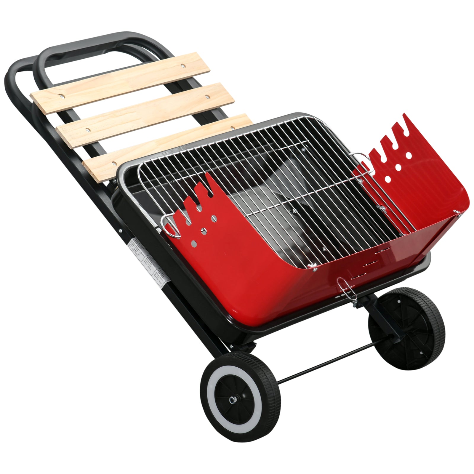 Charcoal Bbq, Trolley, Windshield, Wheels | Black