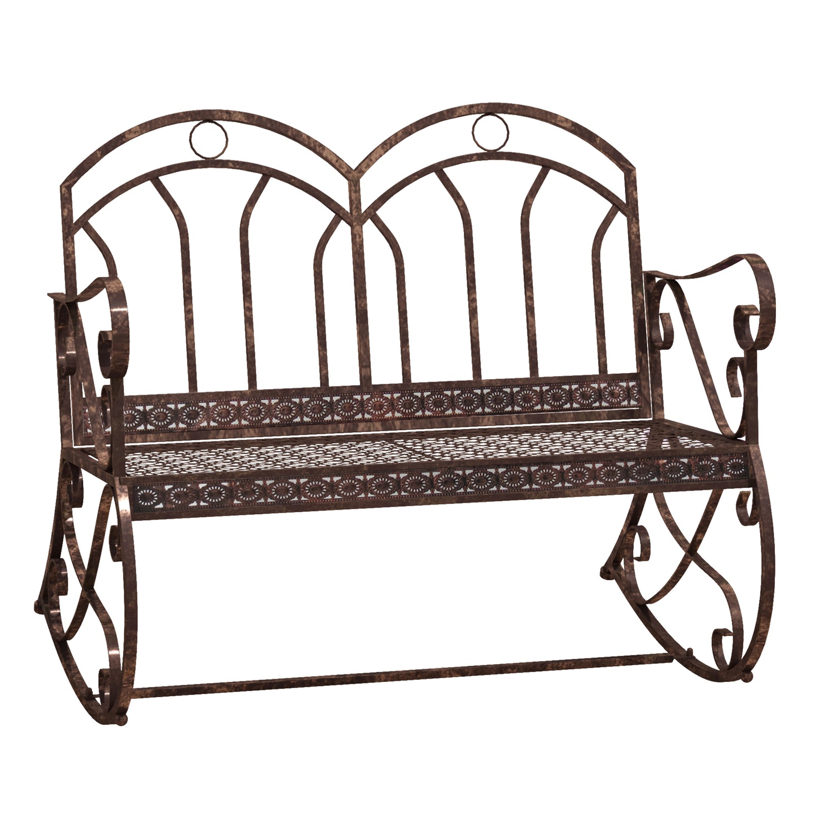 Rocking Swing Bench, 3 Seater, Metal, Bronze