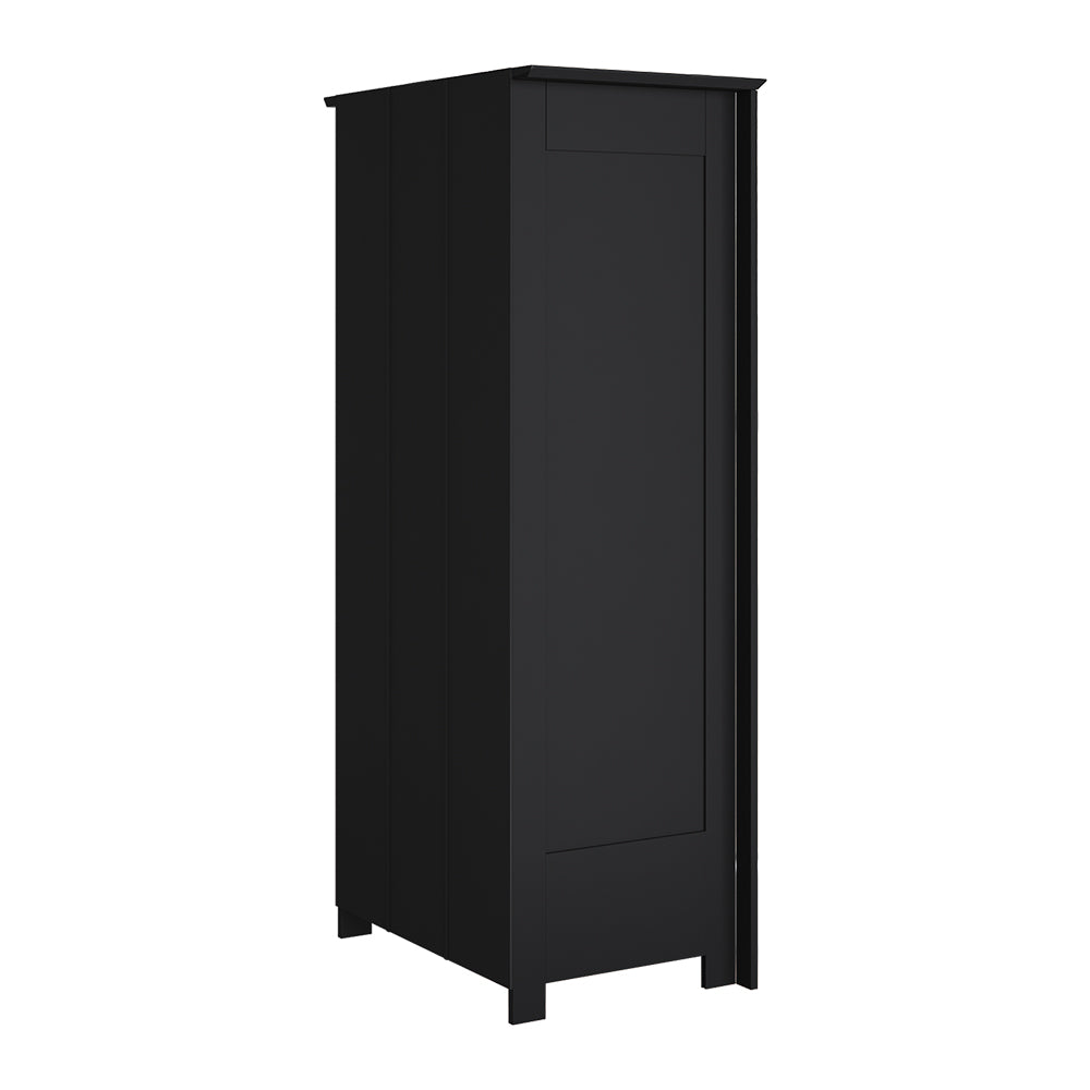 Modern Double-door Wardrobe With Drawer & Hanging Rail | Black