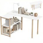 HOMCOM Computer Desk With Storage Shelves 150 Cm White/oak