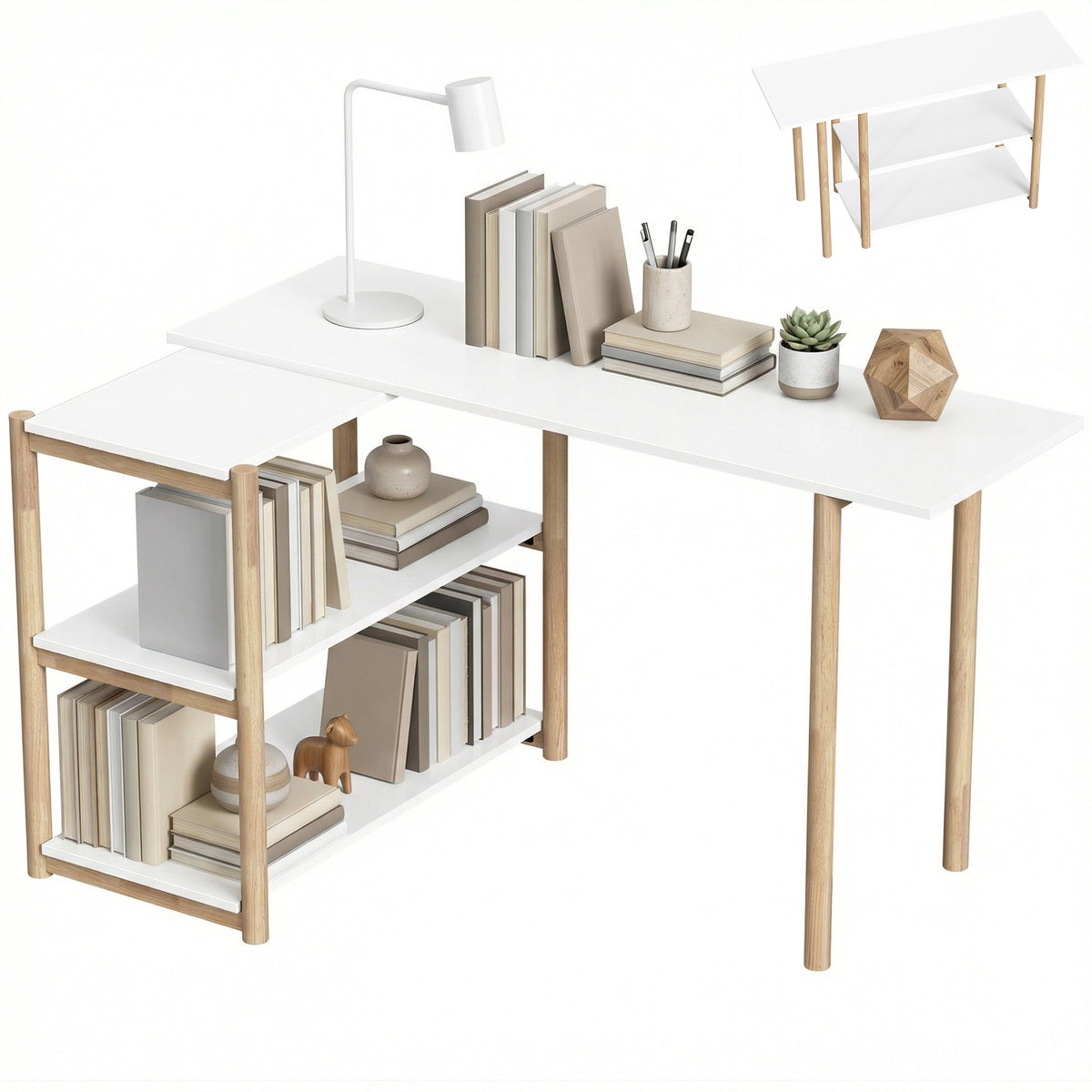 HOMCOM Computer Desk With Storage Shelves 150 Cm White/oak