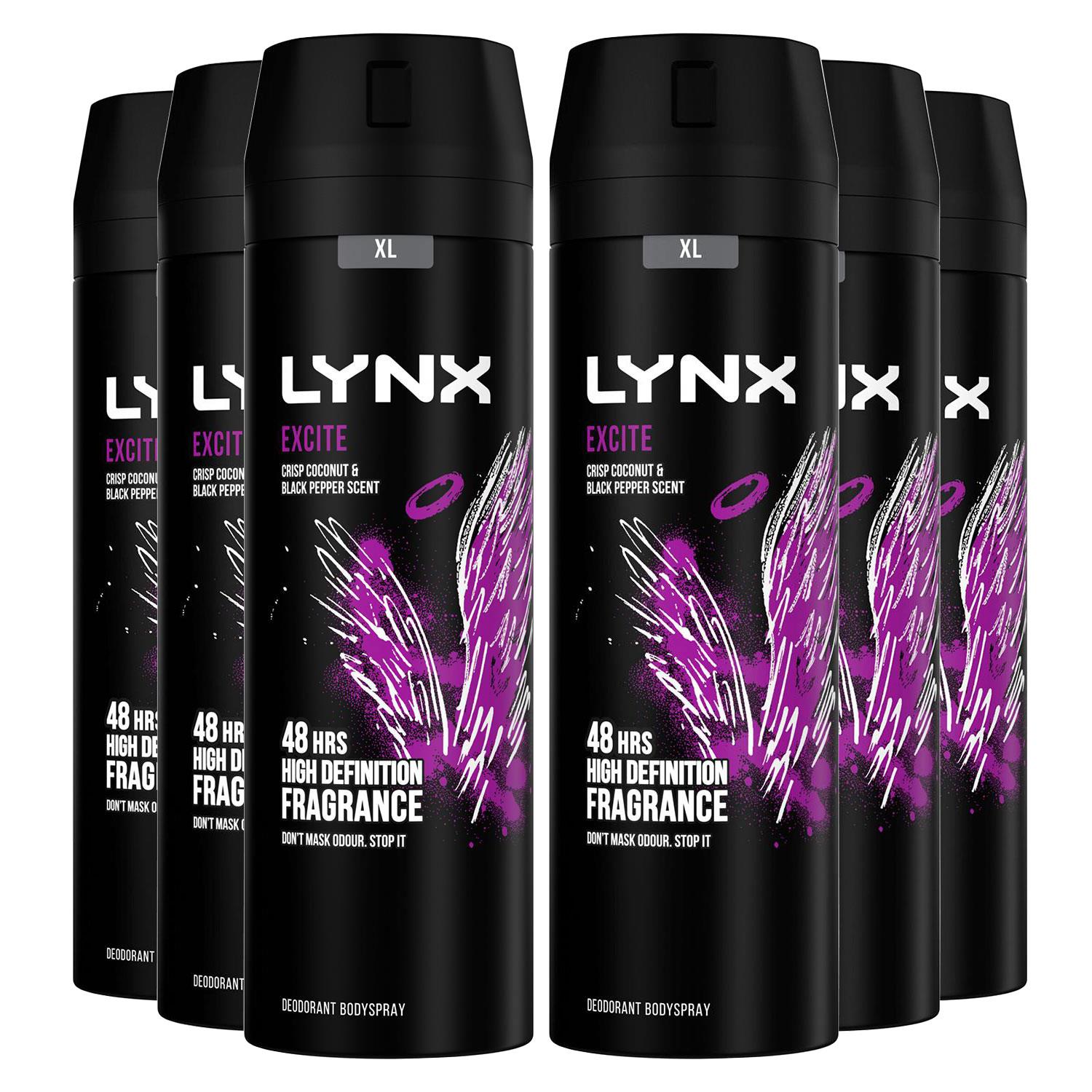 Xl 48-h High Definition Fragrance Excite Body Spray Deodorant 6 Pack, 200ml
