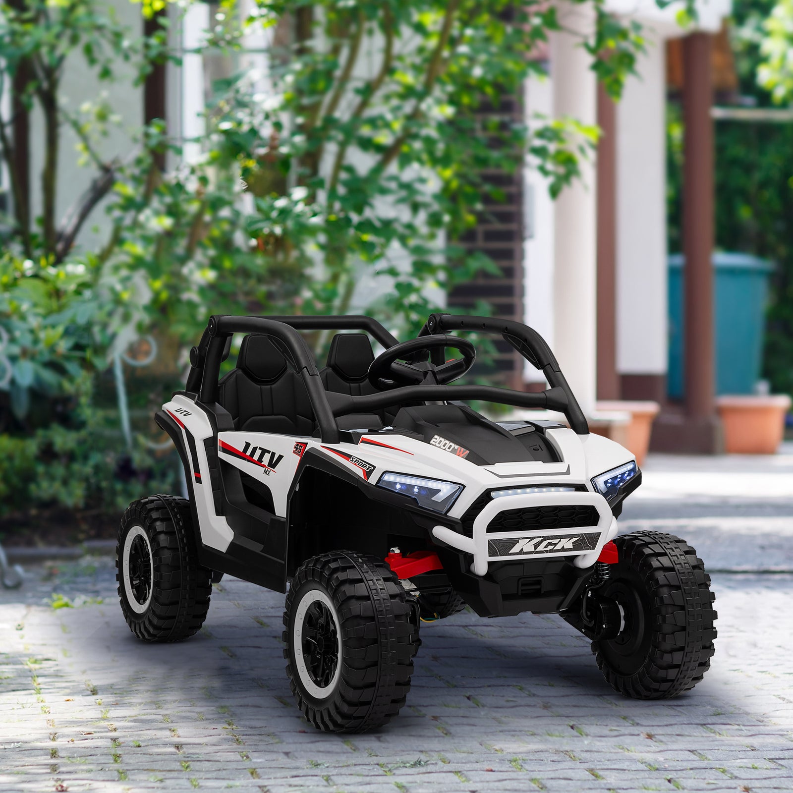Aiyaplay 2 Seater 24v 7ah Ride On Truck W/ Spring Suspension | White