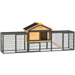 Wooden Rabbit Hutch Outdoor, Guinea Pig Hutch With Steel Run, Removable Tray