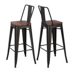 Set Of 2 Metal Frame Industrial Style High Chair Bar Stool | Set of 2