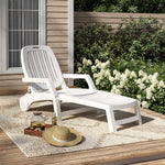Outdoor Folding Lounge Chair Recliner With Wheels | White