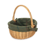 Wicker Shopping Basket Buff Willow Oval Shopper | Forest Green