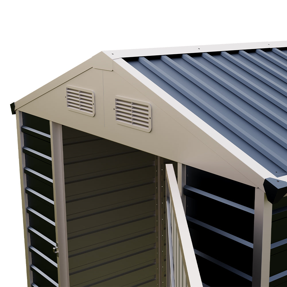 6x8 Ft Heavy-Duty Metal Apex Roof Garden Storage Shed – Durable Steel Frame, 4 Vents & Lockable Door Outdoor Tool House