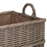 Wicker Rectangular Hessian Lined Log Storage Basket | Medium | Brown