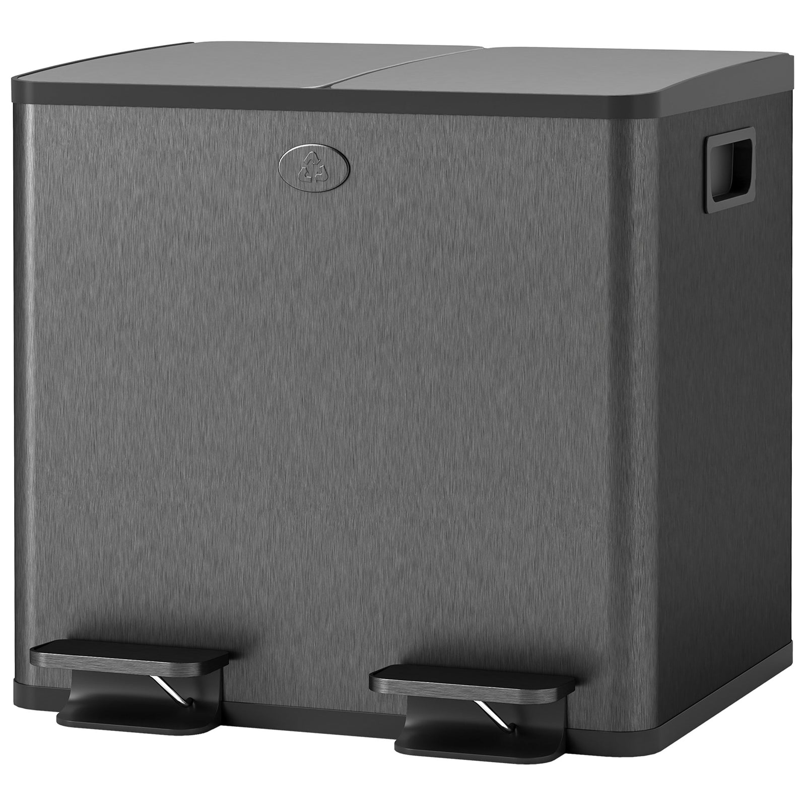 2 X 15l Dual Kitchen Bin Pedal Bin For Recycling And Waste | Black