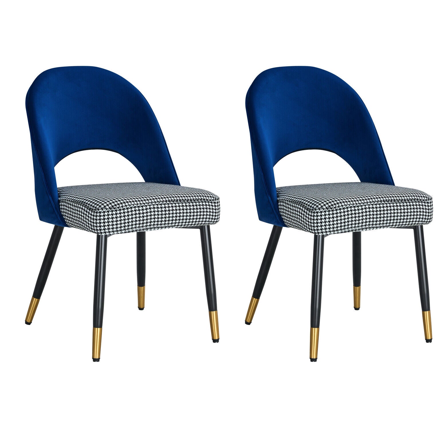 Set Of 2 Dining Chairs Velvet Set Padded Seat Kitchen Chair Home Office | Blue