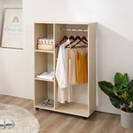 HOMCOM Rolling Open Wardrobe Hanging Rail Storage Shelves For Clothes