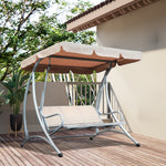 3 Seat Metal Fabric Backyard Balcony Patio Swing Chair | Beige