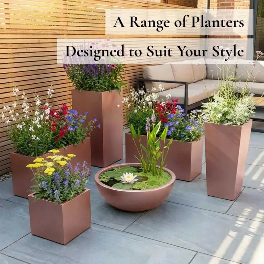 Zinc Galvanised Trough Planter | 100cm x 40cm x 40cm | Rose Gold