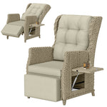 Rattan Garden Recliner Chair With Flip Table | Brown