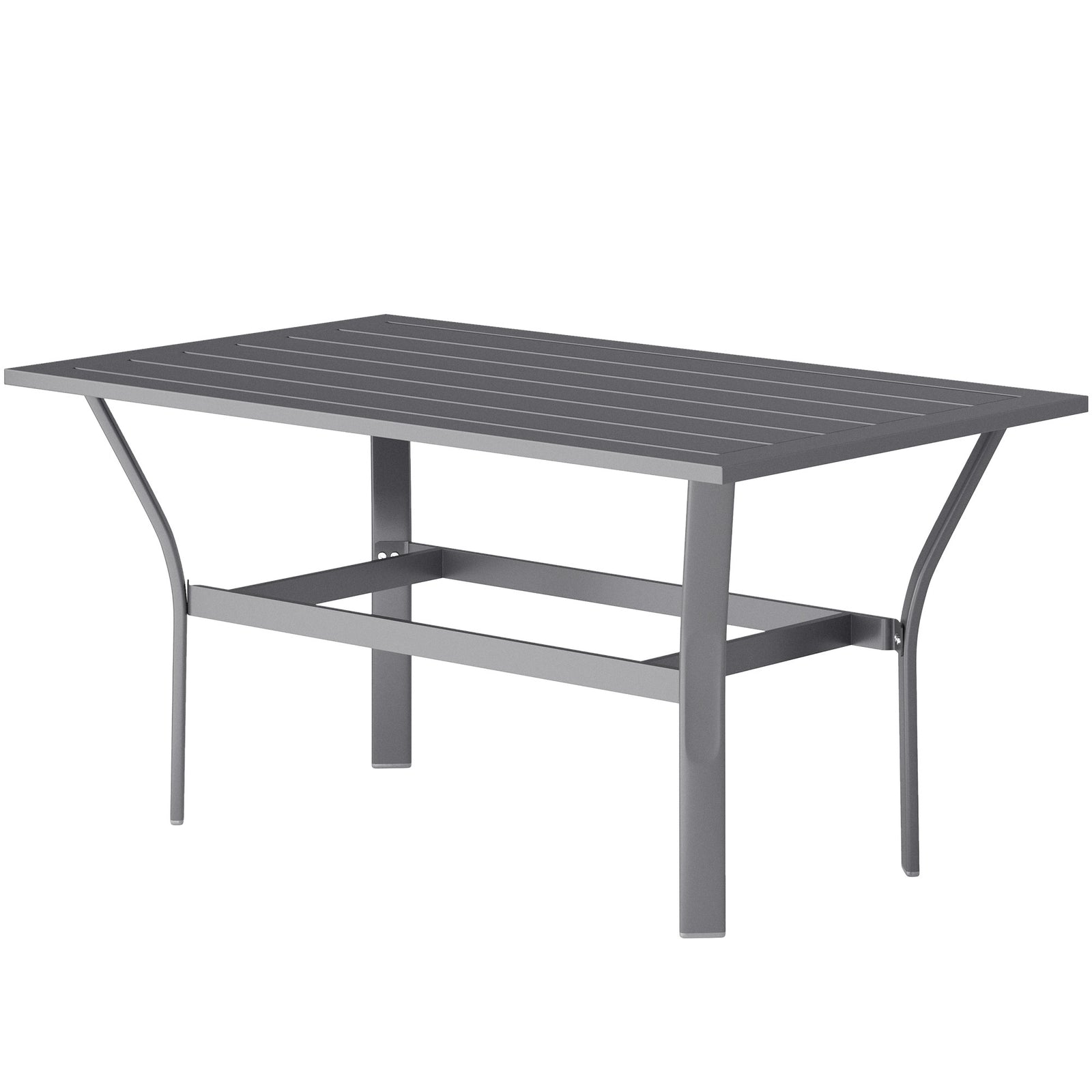 Metal Garden Coffee Table W/ Slatted Tabletop