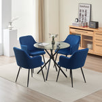 Stylish New York Dining Table Set with 4 Charlotte Velvet Chairs | Blue