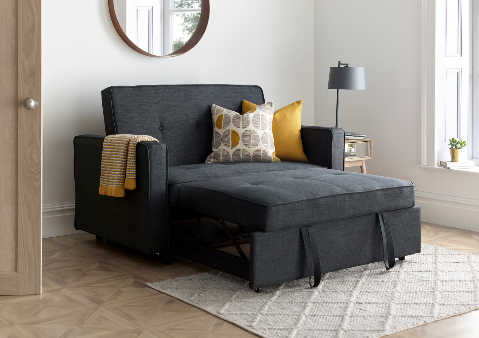 Troy 2 Seater Adjustable Sofa Bed | 2-Person | Grey