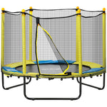 4.6ft Kids Trampoline W/ Enclosure, For Kids 3-10 Years - Yellow