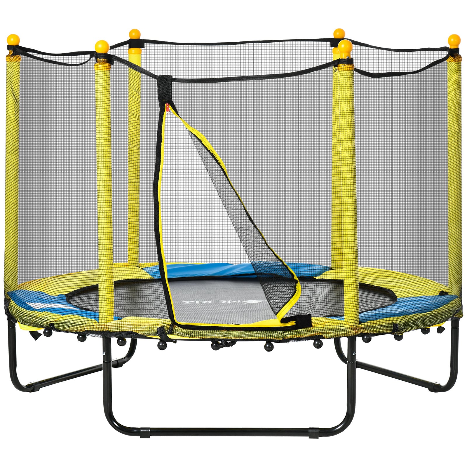4.6ft Kids Trampoline W/ Enclosure, For Kids 3-10 Years - Yellow