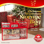 Christmas Village Clear PVC Storage Bags Red Lining